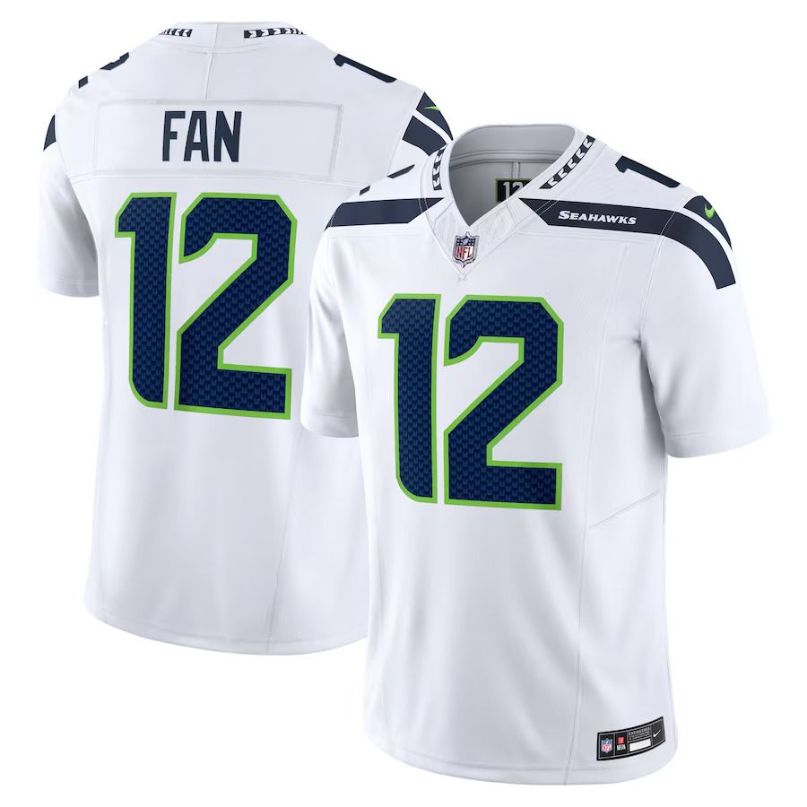 Men Seattle Seahawks #12 Fan Nike White Vapor F.U.S.E. Limited NFL Jersey->seattle seahawks->NFL Jersey